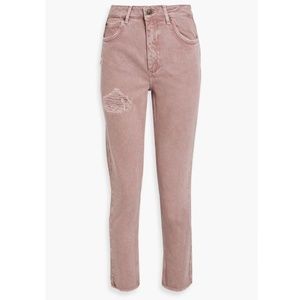 Sandro Washed Pink Cropped High Rise Straight Leg Jeans